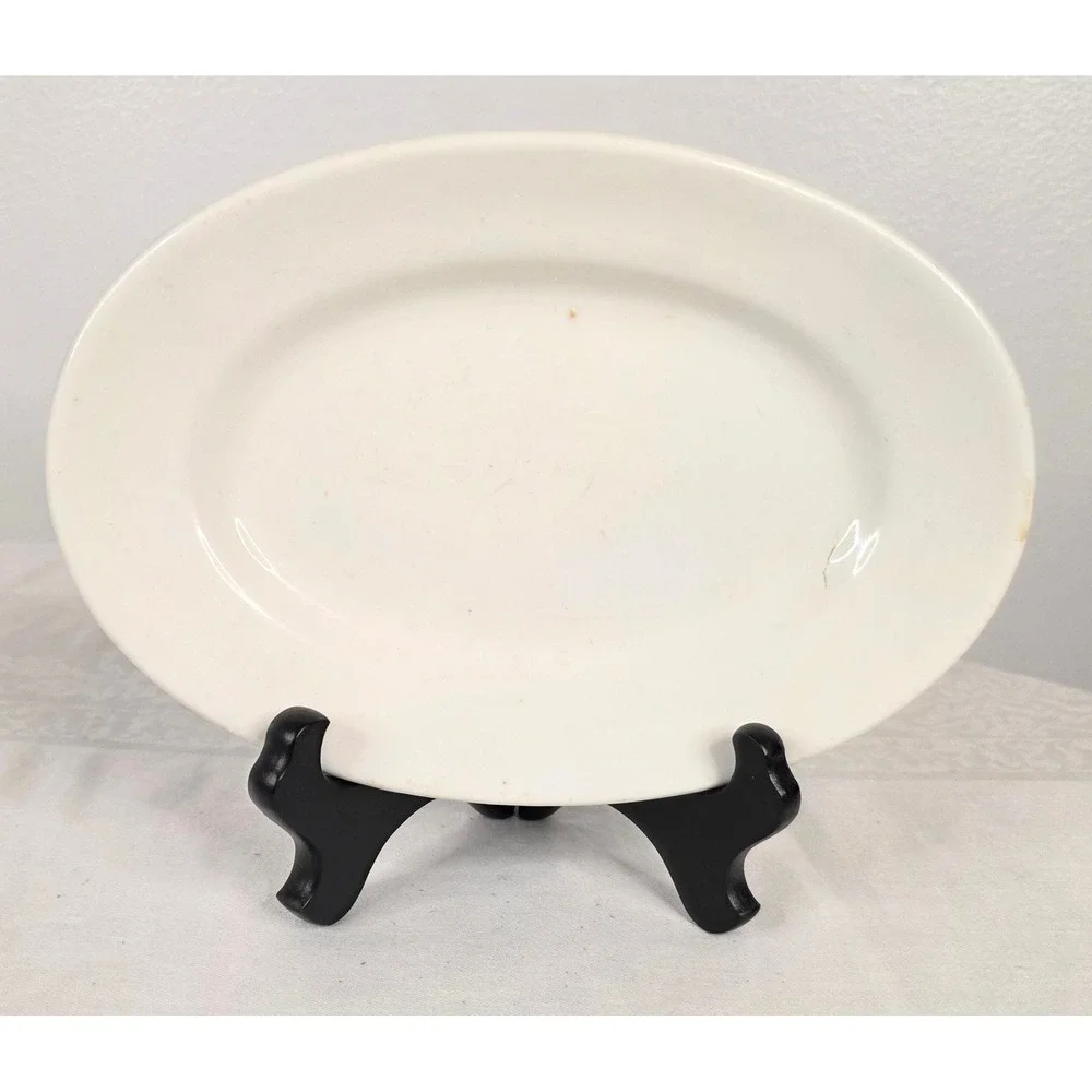 Greenwood China Trenton NJ Antique Ironstone Oval Platter White Restaurant Ware